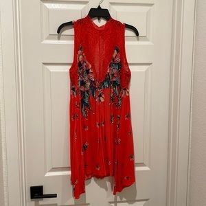 Free people, red high neck dress